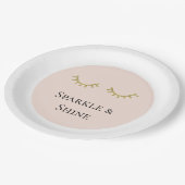 Blush Pink Gold Glitzer Eyelashes Pappteller (Schrägansicht)