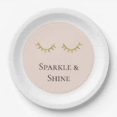 Blush Pink Gold Glitzer Eyelashes Pappteller (Vorderseite)