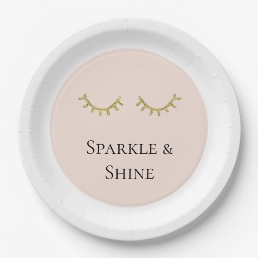 Blush Pink Gold Glitzer Eyelashes Pappteller (Vorderseite)