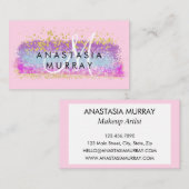 Blush Pink & Gold Glitzer Farbige weiße Monogramm Visitenkarte (Vorne/Hinten)