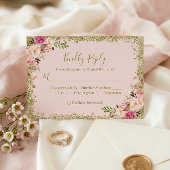 Blush Pink Gold Glitzer Floral UAWG Reply RSVP Karte