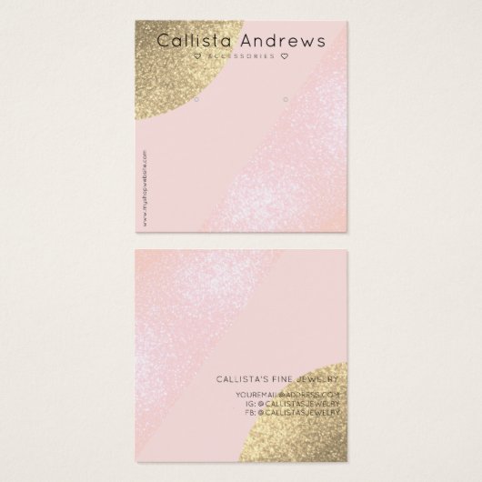 Blush Pink Gold Glitzer Geo Heart Earring Display (Vorne & Hinten)