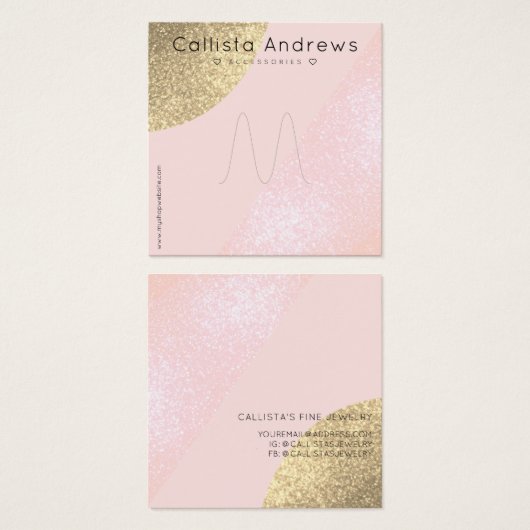 Blush Pink Gold Glitzer Geo Herzring Display (Vorne & Hinten)