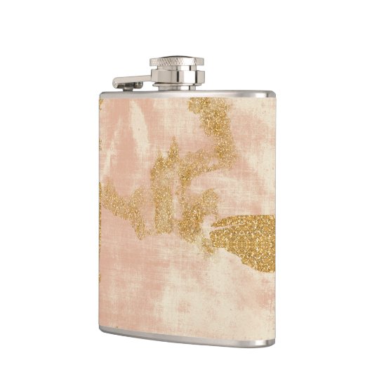 *~* Blush Pink Gold Glitzer gestört Golden Flachmann (Links)