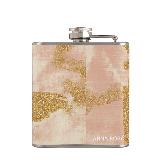 *~* Blush Pink Gold Glitzer gestört Golden Flachmann (Rückseite)