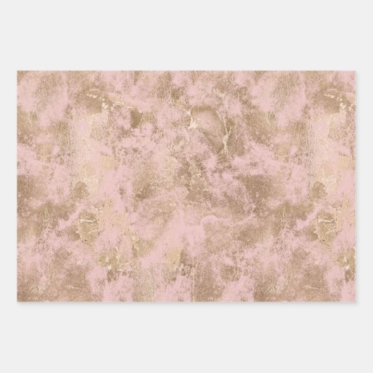 Blush Pink Gold Glitzer Glam Geschenkpapier Set (Vorderseite)