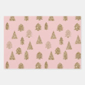 Blush Pink Gold Glitzer Glam Weihnachtsbaumen Geschenkpapier Set (Vorderseite)