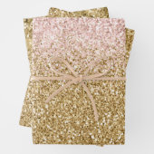 Blush Pink Gold Glitzer Glitz Geschenkpapier Set (Beispiel)