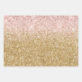 Blush Pink Gold Glitzer Glitz Geschenkpapier Set (Vorderseite)
