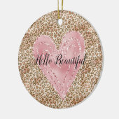 Blush Pink Gold Glitzer Herzblinddruck Keramik Ornament (Links)