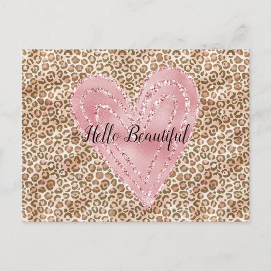 Blush Pink Gold Glitzer Herzblinddruck Postkarte (Vorderseite)