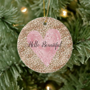 Blush Pink Gold Glitzer Herzenspinner Printwerbung Keramik Ornament