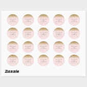 Blush Pink & Gold Glitzer Hochzeit Runder Aufkleber (Blatt)