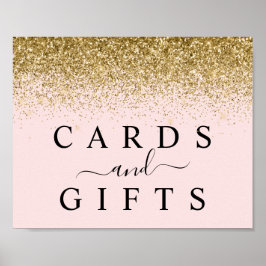 Blush Pink & Gold Glitzer Karten & Geschenktische  Poster