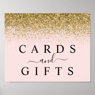 Blush Pink & Gold Glitzer Karten & Geschenktische  Poster