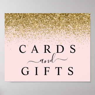 Blush Pink & Gold Glitzer Karten & Geschenktische Poster