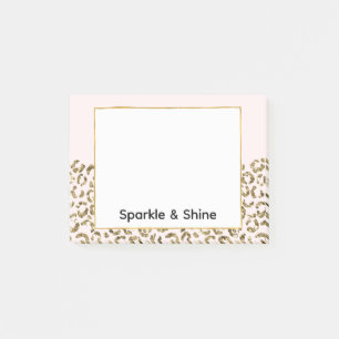 Blush Pink Gold Glitzer Leopard Post-it Klebezettel