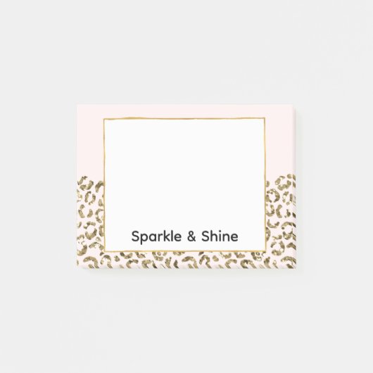 Blush Pink Gold Glitzer Leopard Post-it Klebezettel (Vorderseite)