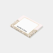 Blush Pink Gold Glitzer Leopard Post-it Klebezettel (angewinkelt)