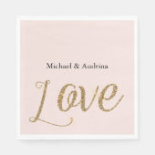 Blush Pink Gold Glitzer Liebe Hochzeit Serviette (Vorderseite)