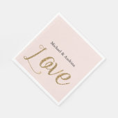 Blush Pink Gold Glitzer Liebe Hochzeit Serviette (Ecke)