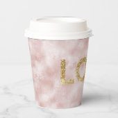 Blush Pink Gold Glitzer Liebe Pappbecher (Vorderseite)