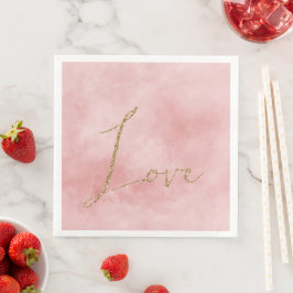 Blush Pink Gold Glitzer Liebe Serviette