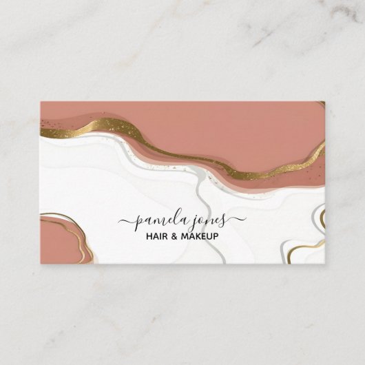 Blush Pink Gold Glitzer Marbour Agate Monogram Visitenkarte (Vorderseite)