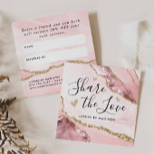 Blush Pink Gold Glitzer Marmor Agate Chic Monogram Empfehlungskarte