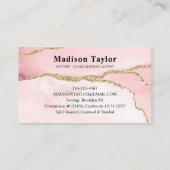 Blush Pink Gold Glitzer Marmor Agate Öffentliche P Visitenkarte (Rückseite)