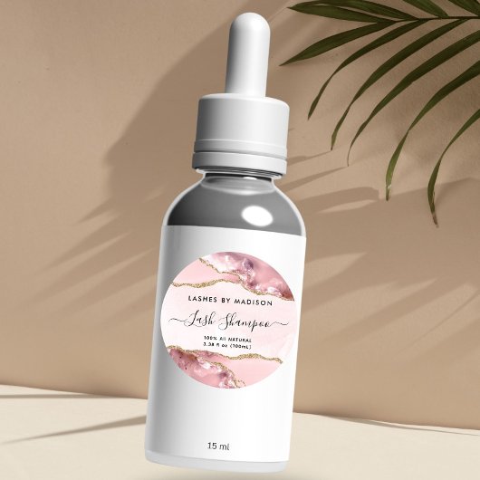 Blush Pink Gold Glitzer Marmorverkleidung Produktk Runder Aufkleber