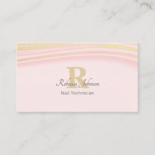 Blush Pink Gold Glitzer Monogram Girl Chic Visitenkarte