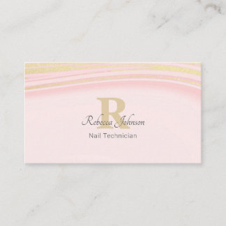 Blush Pink Gold Glitzer Monogram Girl Chic Visitenkarte
