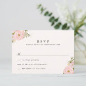 Blush Pink Gold Glitzer Peony RSVP Cards Karte (Stehend Vorderseite)