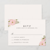 Blush Pink Gold Glitzer Peony RSVP Cards Karte (Vorne/Hinten)