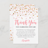 Blush Pink Gold Glitzer Sparkle Confetti Geburtsta Dankeskarte (Vorne/Hinten)