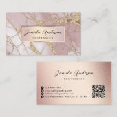 Blush Pink Gold Glitzer Stilvoller Marble QR Code Visitenkarte (Vorne/Hinten)