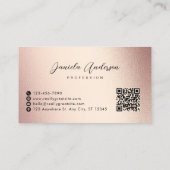 Blush Pink Gold Glitzer Stilvoller Marble QR Code Visitenkarte (Rückseite)