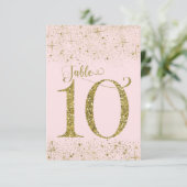 Blush Pink Gold Glitzer Tischnummern Nummer 10 (Stehend Vorderseite)