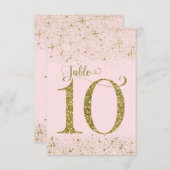 Blush Pink Gold Glitzer Tischnummern Nummer 10 (Vorne/Hinten)