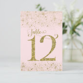 Blush Pink Gold Glitzer Tischnummern Nummer 12 (Stehend Vorderseite)