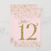 Blush Pink Gold Glitzer Tischnummern Nummer 12 (Vorne/Hinten)
