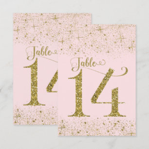 Blush Pink Gold Glitzer Tischnummern Nummer 14