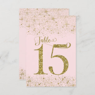 Blush Pink Gold Glitzer Tischnummern Nummer 15