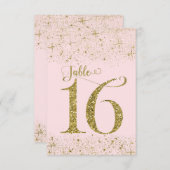 Blush Pink Gold Glitzer Tischnummern Nummer 16 (Vorne/Hinten)