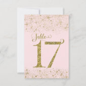 Blush Pink Gold Glitzer Tischnummern Nummer 17 (Vorderseite)