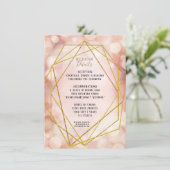 Blush Pink Gold Glitzer Twinkle Leuchten Details Einladung (Stehend Vorderseite)