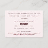 Blush Pink Gold Glitzer Vielen Dank für Ihre Beste Telefonnummerkarte (Rückseite)