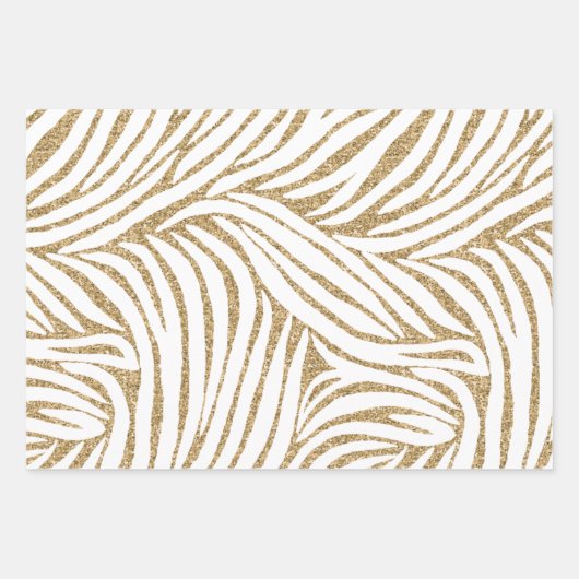 Blush Pink Gold Glitzer Zebra Birthday Geschenkpapier Set (Vorderseite 3)