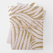 Blush Pink Gold Glitzer Zebra Birthday Geschenkpapier Set (Beispiel)